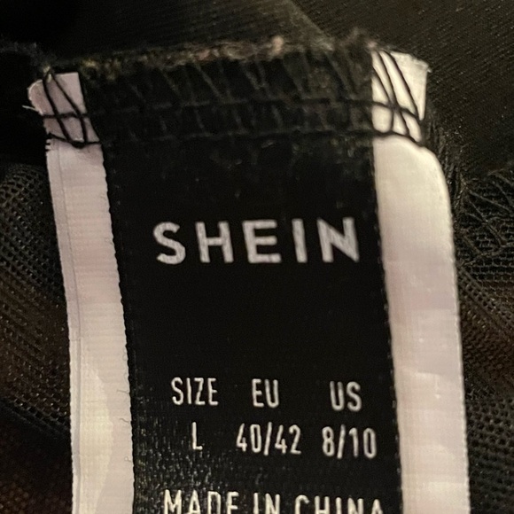 SHEIN -Open Back top, solid front, sheer, criss cross back size large - Picture 5 of 7